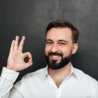 close-up-photo-bearded-guy-smiling-gesturing-with-ok-sign-expressing-good-choice-being-isolated-graphite